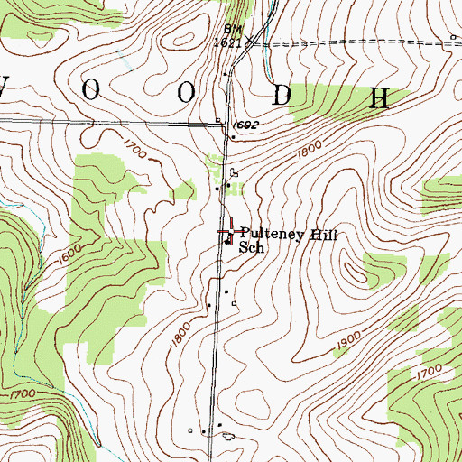 Topographic Map of Pulteney Hill School (historical), NY