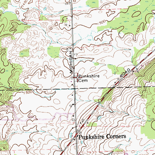 Topographic Map of Punkshire Cemetery, NY