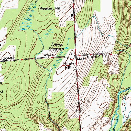 Topographic Map of Purdy Hill, NY