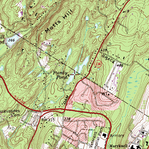 Topographic Map of Purdy Pond, NY