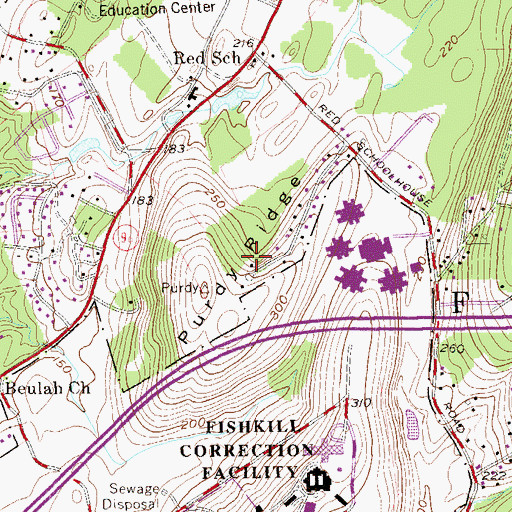 Topographic Map of Purdy Ridge, NY