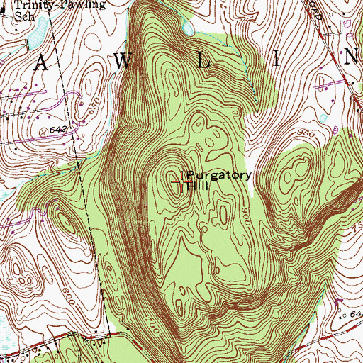 Topographic Map of Purgatory Hill, NY