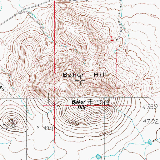 Topographic Map of Baker Hill, AZ