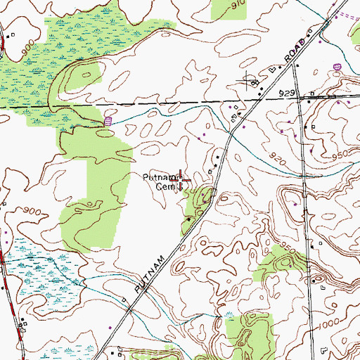 Topographic Map of Putnam Cemetery, NY