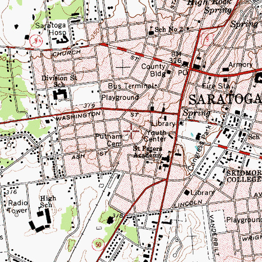 Topographic Map of Putnam Cemetery, NY