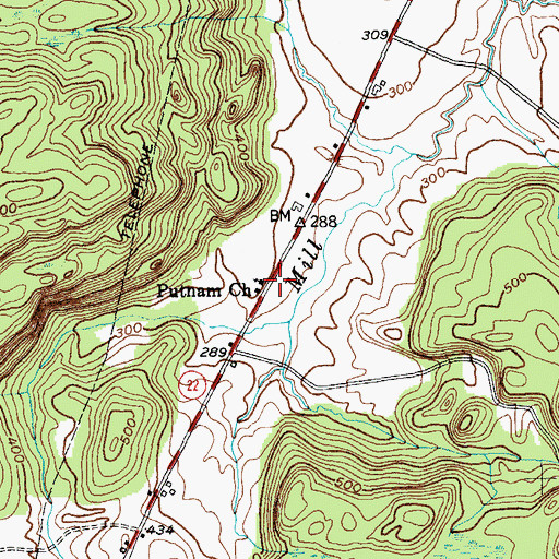 Topographic Map of Putnam Church, NY