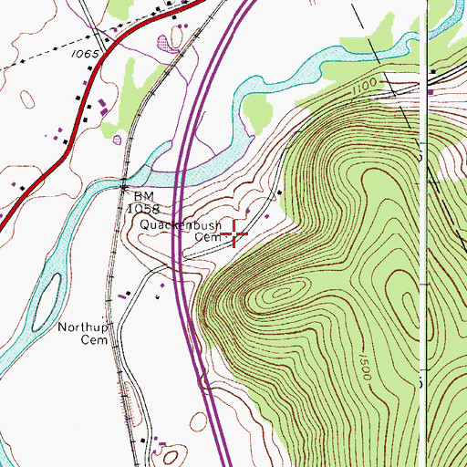 Topographic Map of Quackenbush Cemetery, NY