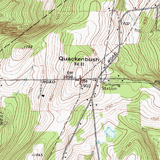 Topographic Map of Quackenbush Hill, NY