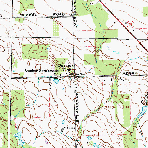 Topographic Map of Jacksonville Cemetery, NY