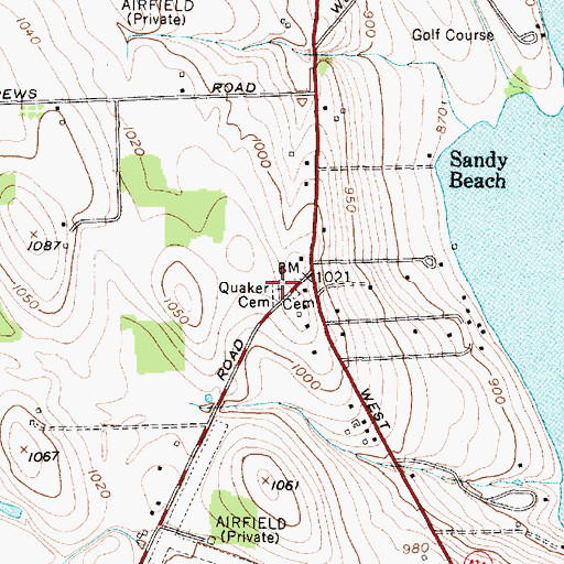 Topographic Map of Quaker Cemetery, NY