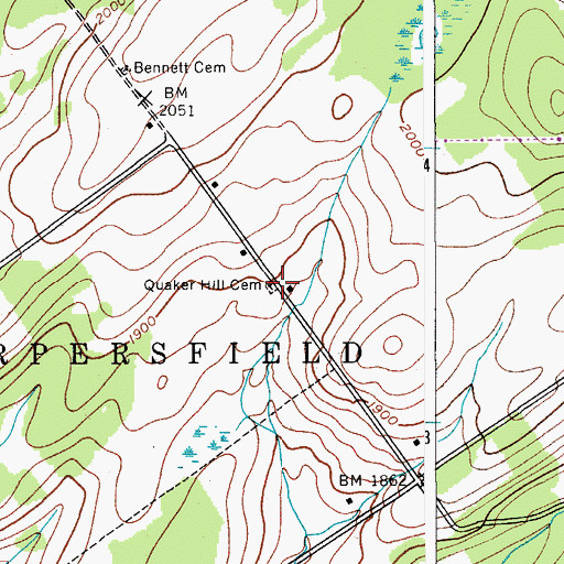 Topographic Map of Quaker Hill Cemetery, NY