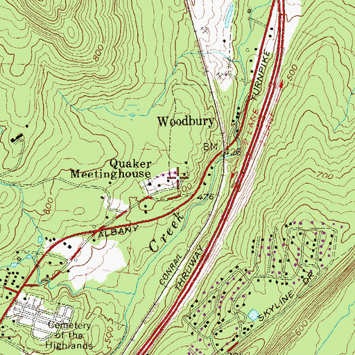 Topographic Map of Quaker Meetinghouse, NY