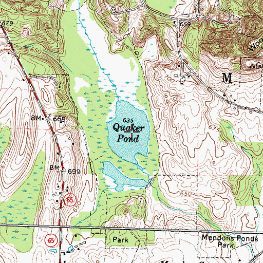 Topographic Map of Quaker Pond, NY