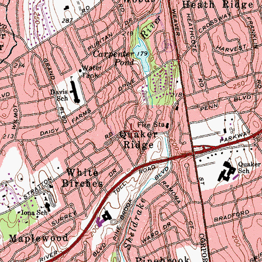 Topographic Map of Quaker Ridge, NY