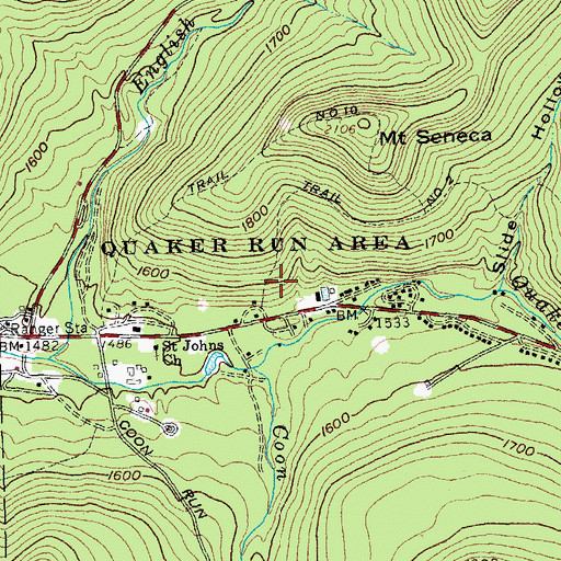 Topographic Map of Quaker Run Area, NY