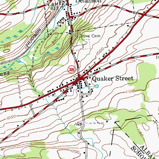 Topographic Map of Quaker Street, NY