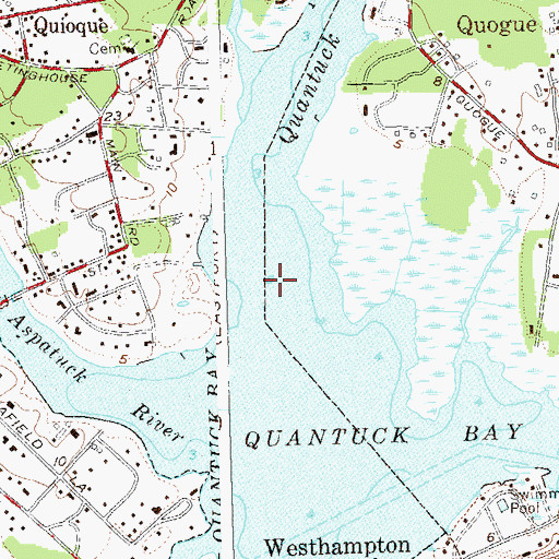Topographic Map of Quantuck Creek, NY