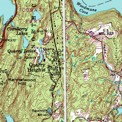 Topographic Map of Quarry Heights, NY
