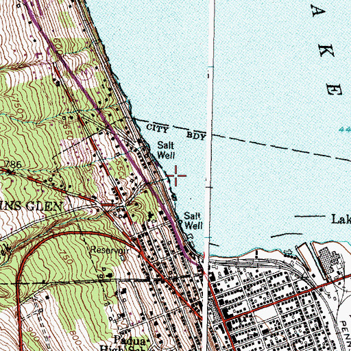 Topographic Map of Quarter Mile Creek, NY