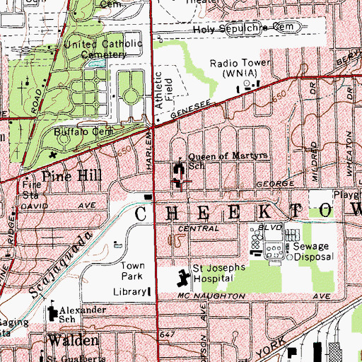 Topographic Map of Mary Queen of Angels Catholic School, NY