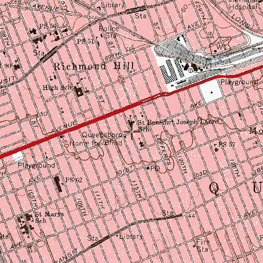 Topographic Map of Queensboro Home for Blind, NY