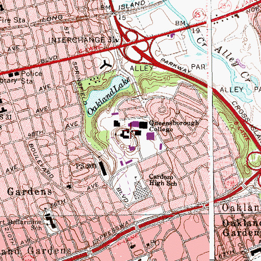 Topographic Map of Queensborough Community College - City University of New York, NY