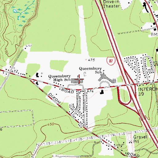 Topographic Map of Queensbury High School, NY