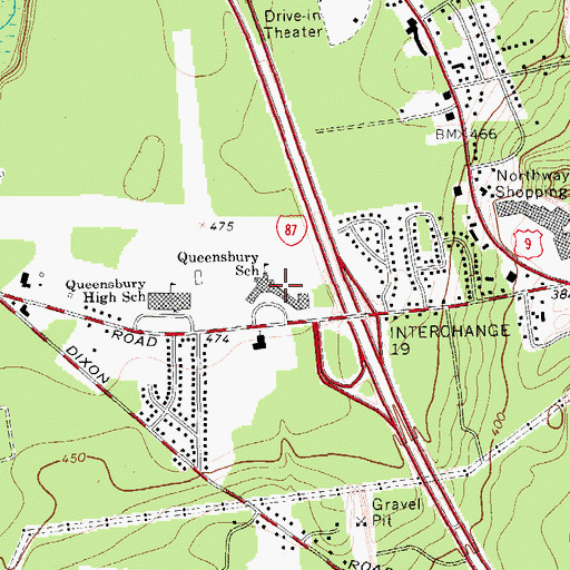 Topographic Map of Queensbury Middle School, NY