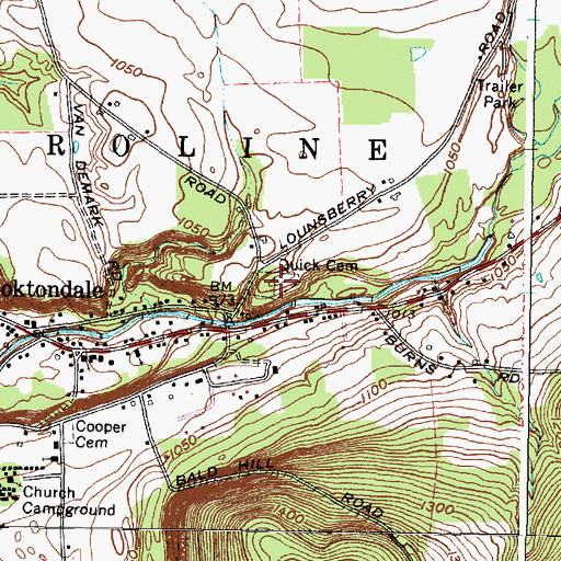 Topographic Map of Quick Cemetery, NY