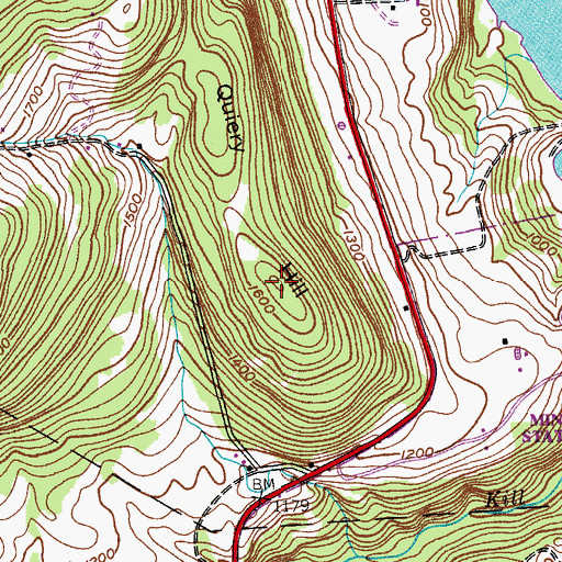 Topographic Map of Quiery Hill, NY