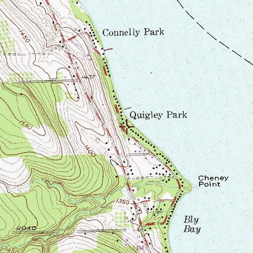 Topographic Map of Quigley Park, NY