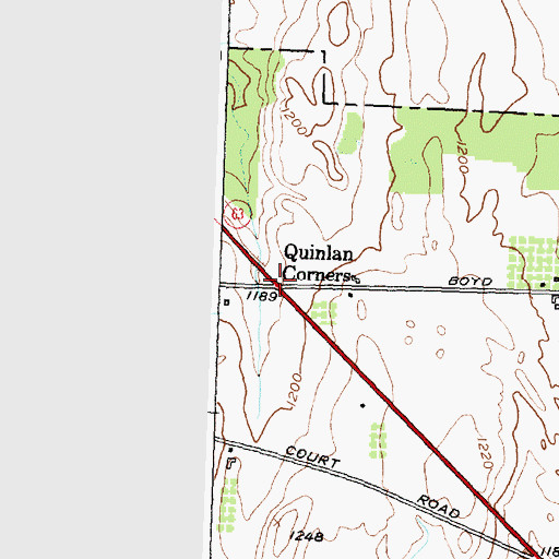 Topographic Map of Quinlan Corners, NY