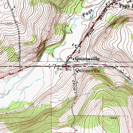 Topographic Map of Quinneville, NY