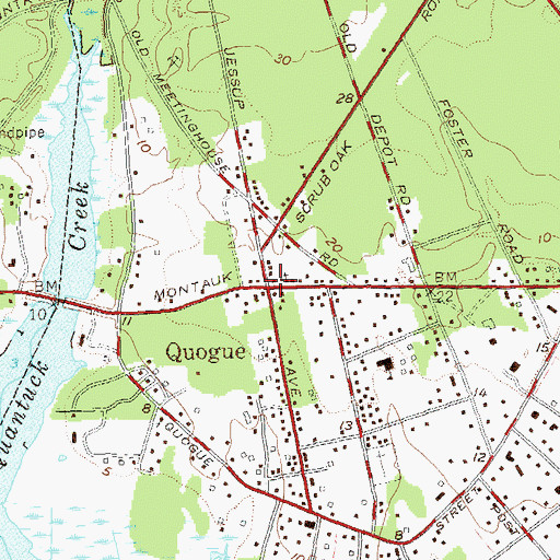 Topographic Map of Quogue, NY