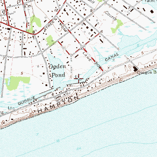 Topographic Map of Quogue Canal, NY