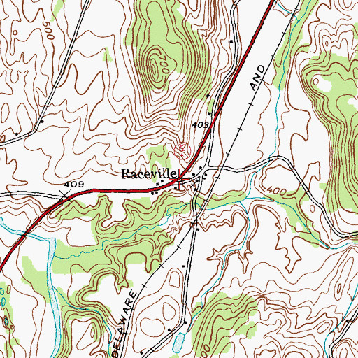 Topographic Map of Raceville, NY