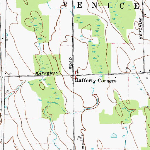 Topographic Map of Rafferty Corners, NY