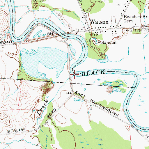 Topographic Map of Rainbow Creek, NY
