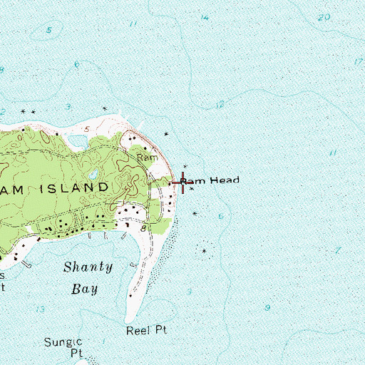 Topographic Map of Ram Head, NY