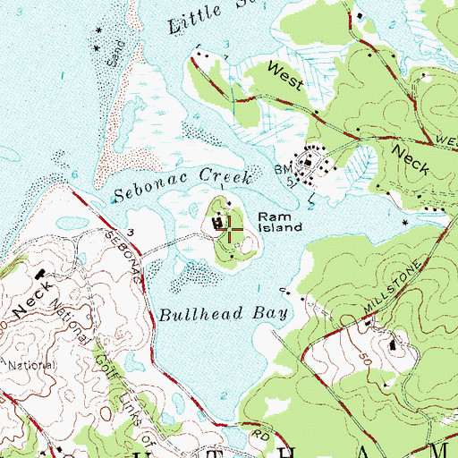 Topographic Map of Ram Island, NY