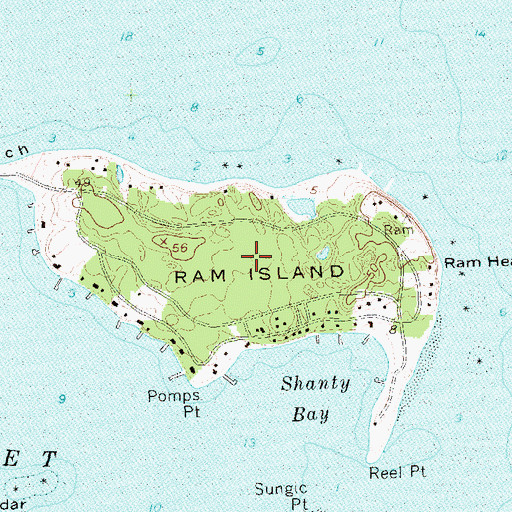 Topographic Map of Ram Island, NY