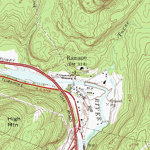 Topographic Map of Ramapo, NY