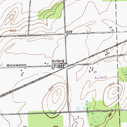 Topographic Map of Randall Cemetery, NY