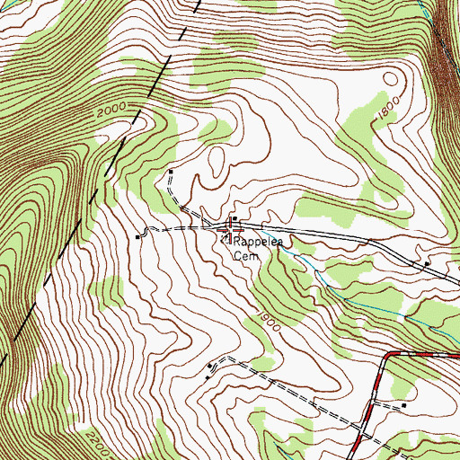 Topographic Map of Rappelea Cemetery, NY