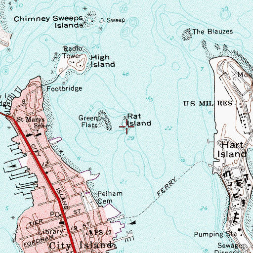 Topographic Map of Rat Island, NY