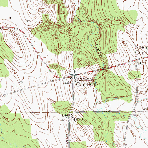 Topographic Map of Raters Corners, NY