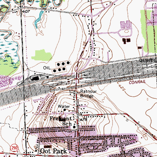 Topographic Map of Ratnour Bridge, NY