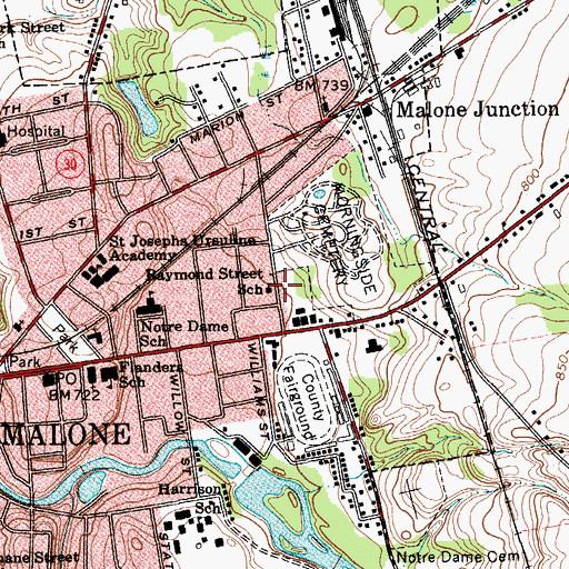 Topographic Map of Raymond Street School (historical), NY