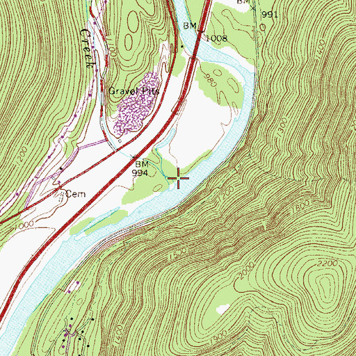 Topographic Map of Read Creek, NY