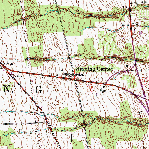 Topographic Map of Reading Center Station, NY